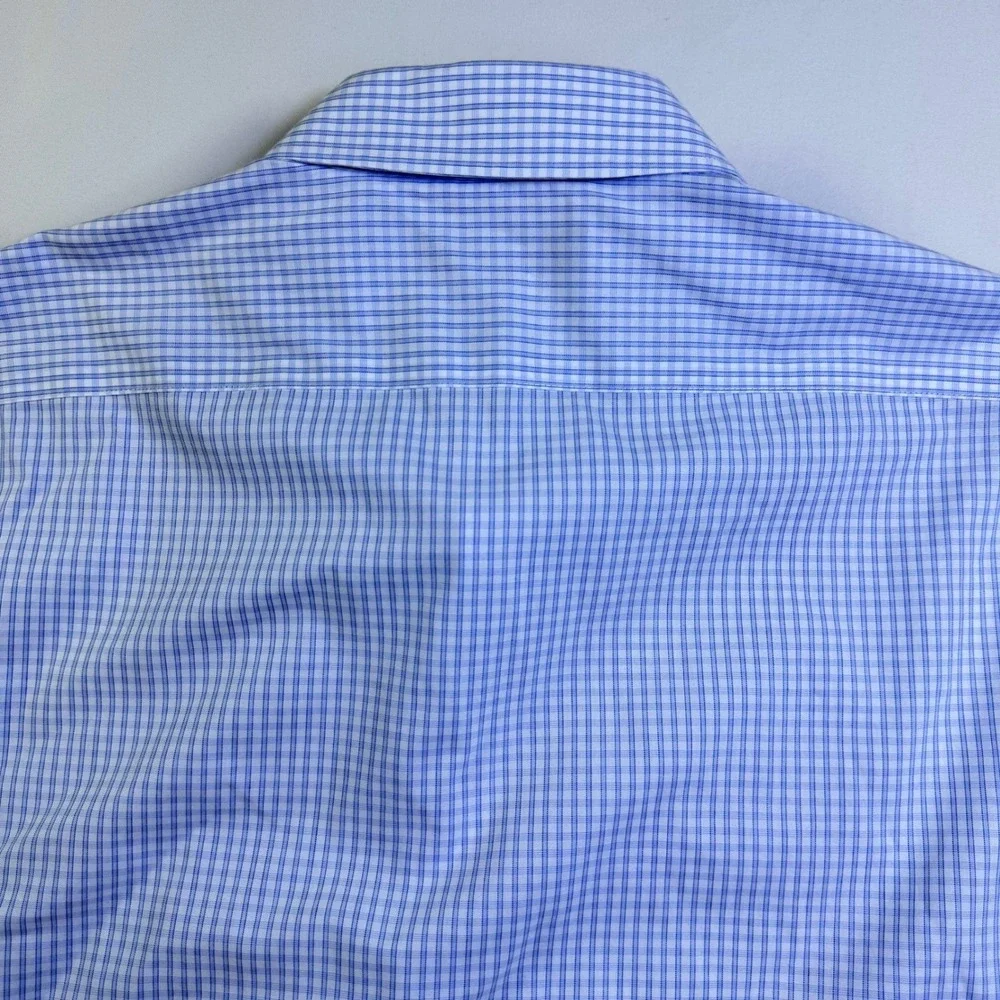 Banana Republic Mens Slim Fit Non-Iron‎ Dress Shirt Blue Gingham Check M 15-15.5